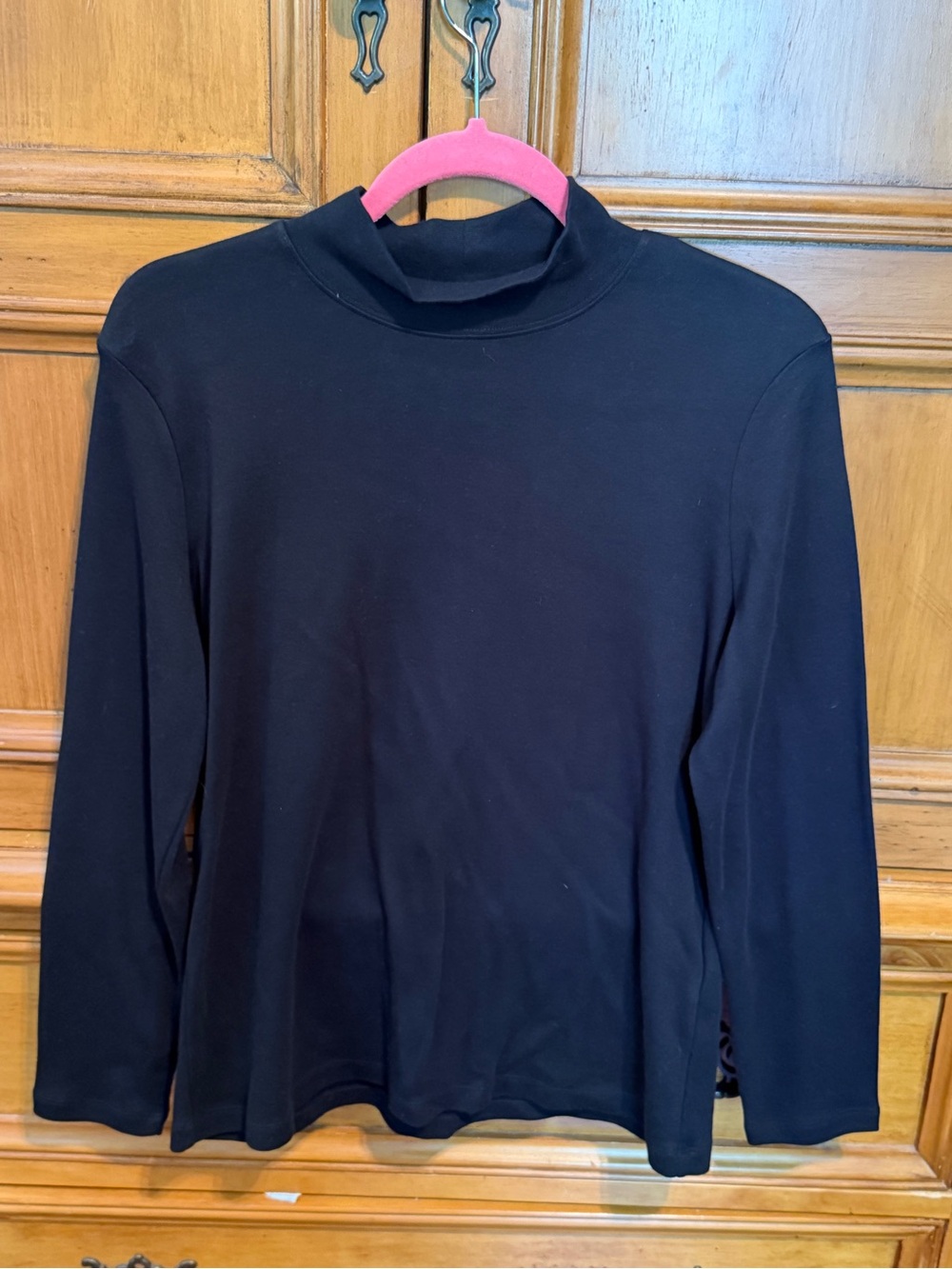 Karen Scott Black Mock Neck Long-Sleeve Top